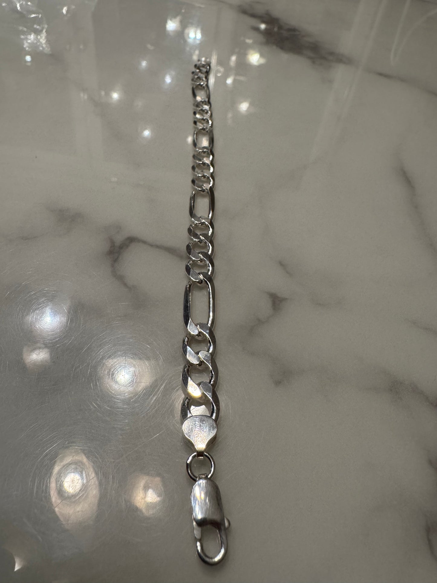 Silver Figaro Bracelet (9')