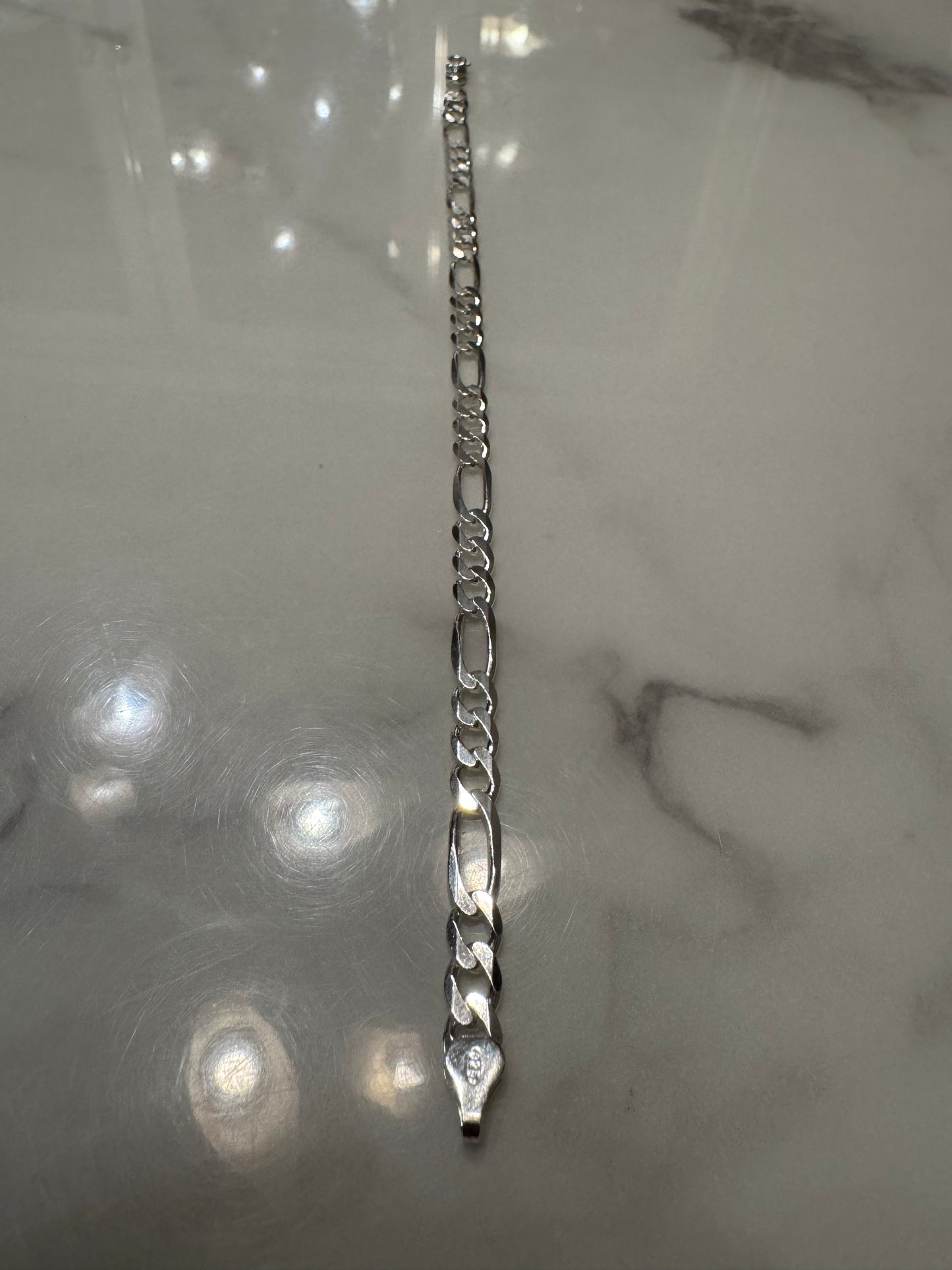 Silver Figaro Bracelet (9')