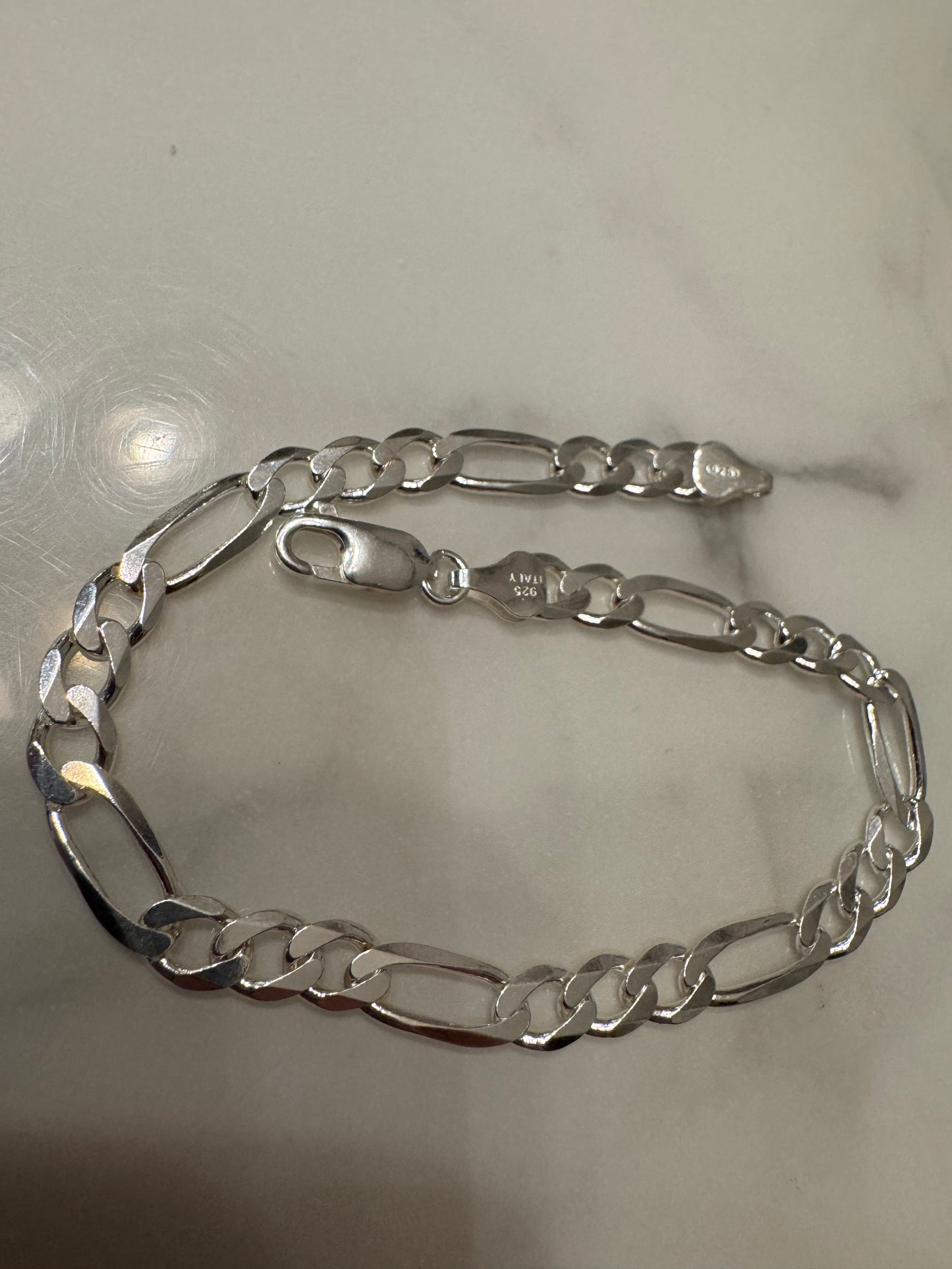 Silver Figaro Bracelet (9')