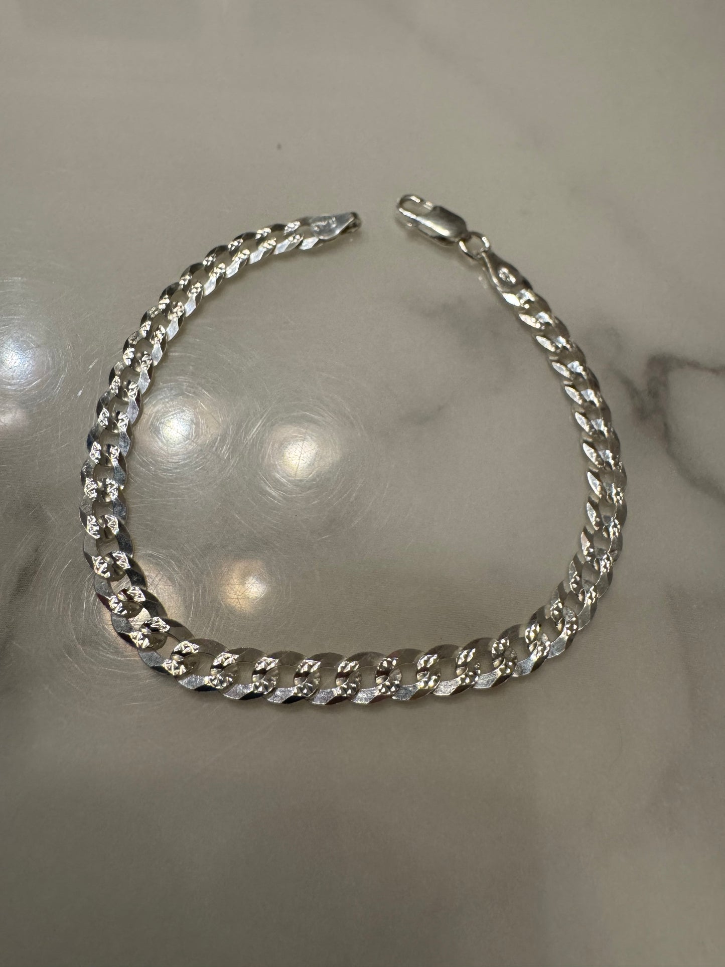 Silver Dimond Cut Bracelet (7')