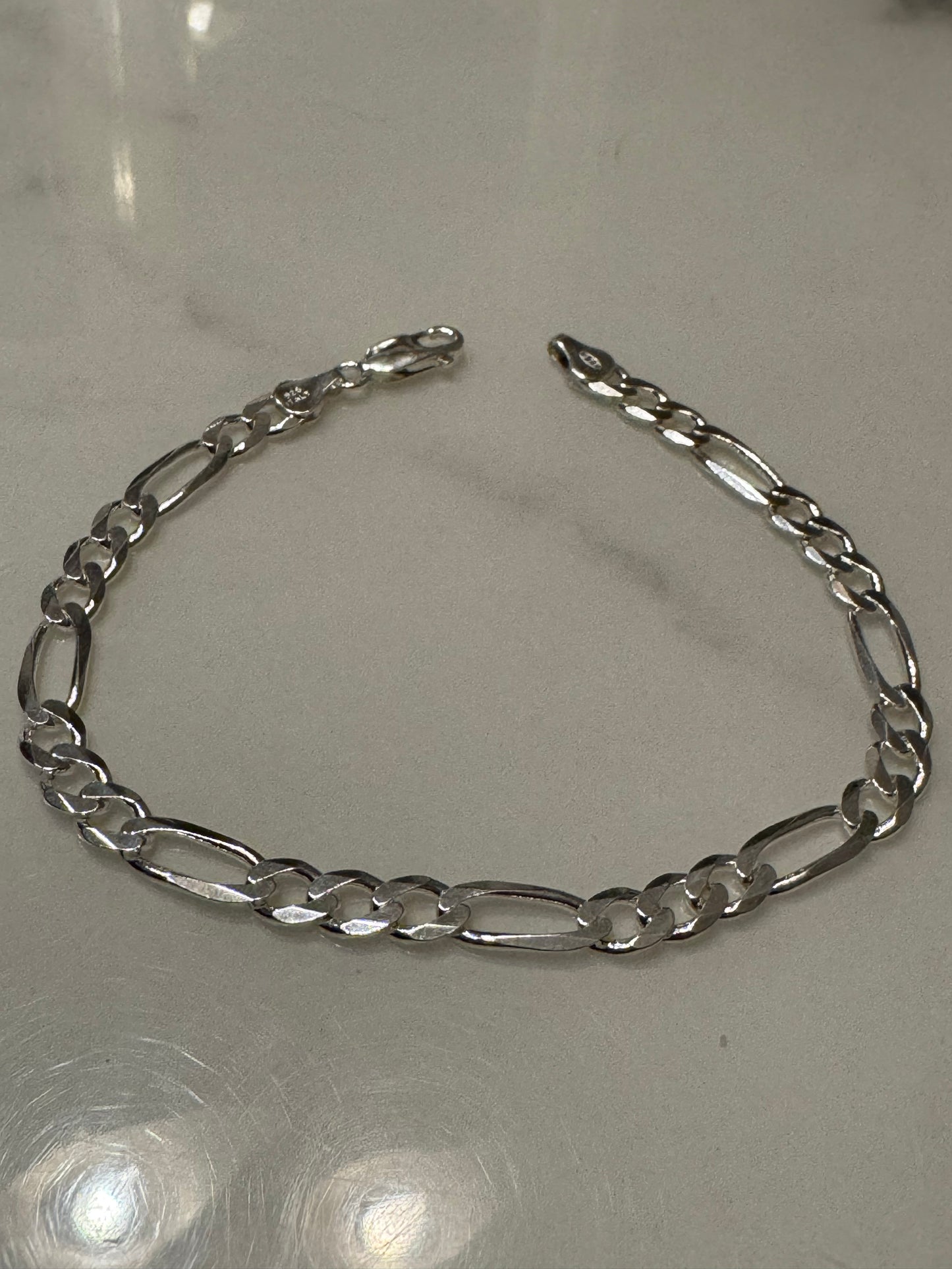 Silver Figaro Bracelet (9')