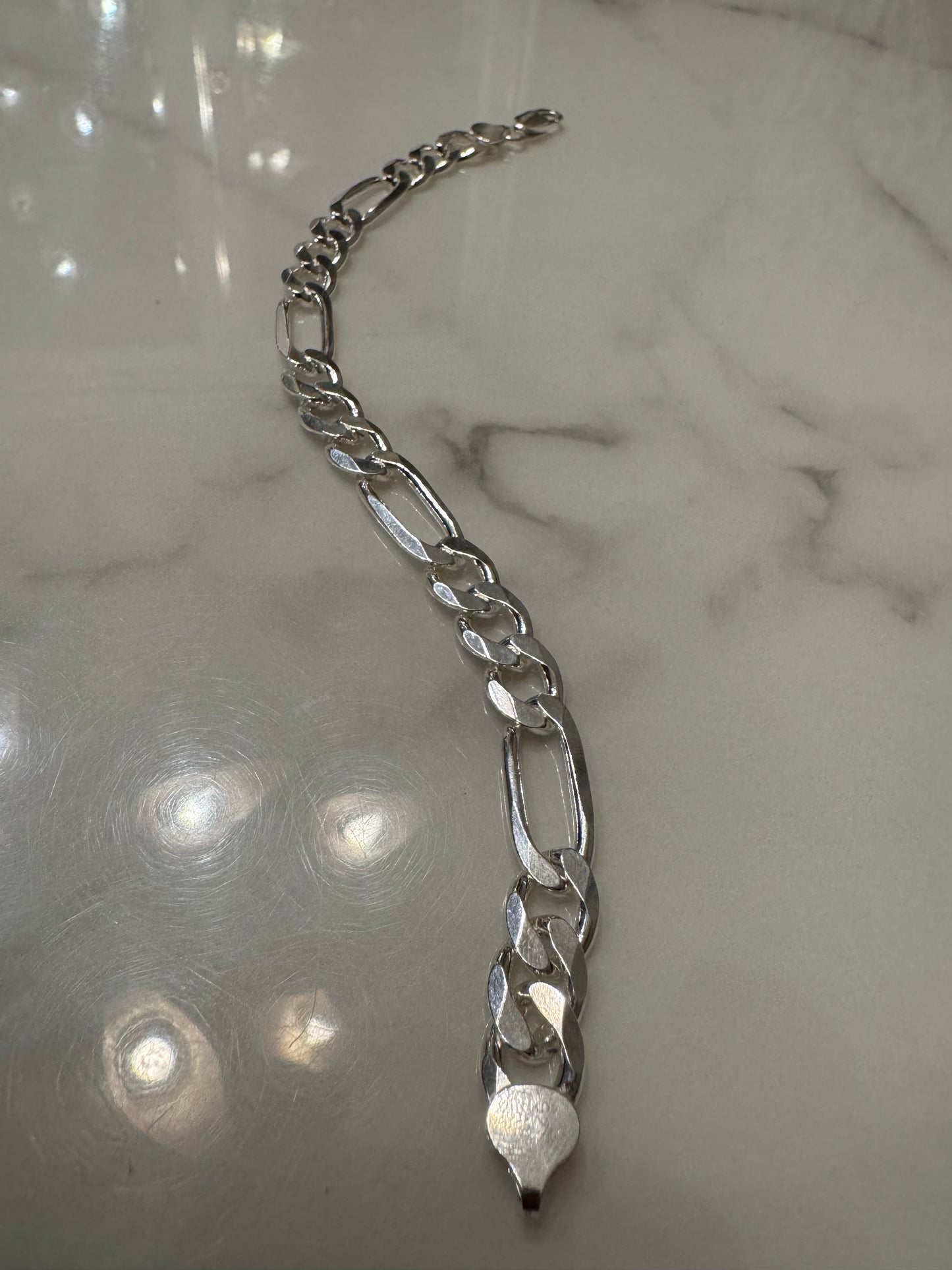 Silver Figaro Bracelet (9')