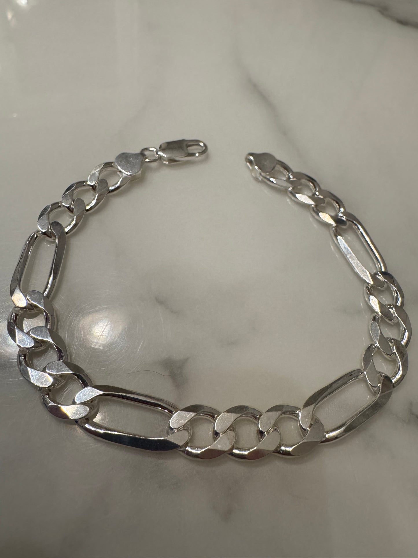 Silver Figaro Bracelet (9')