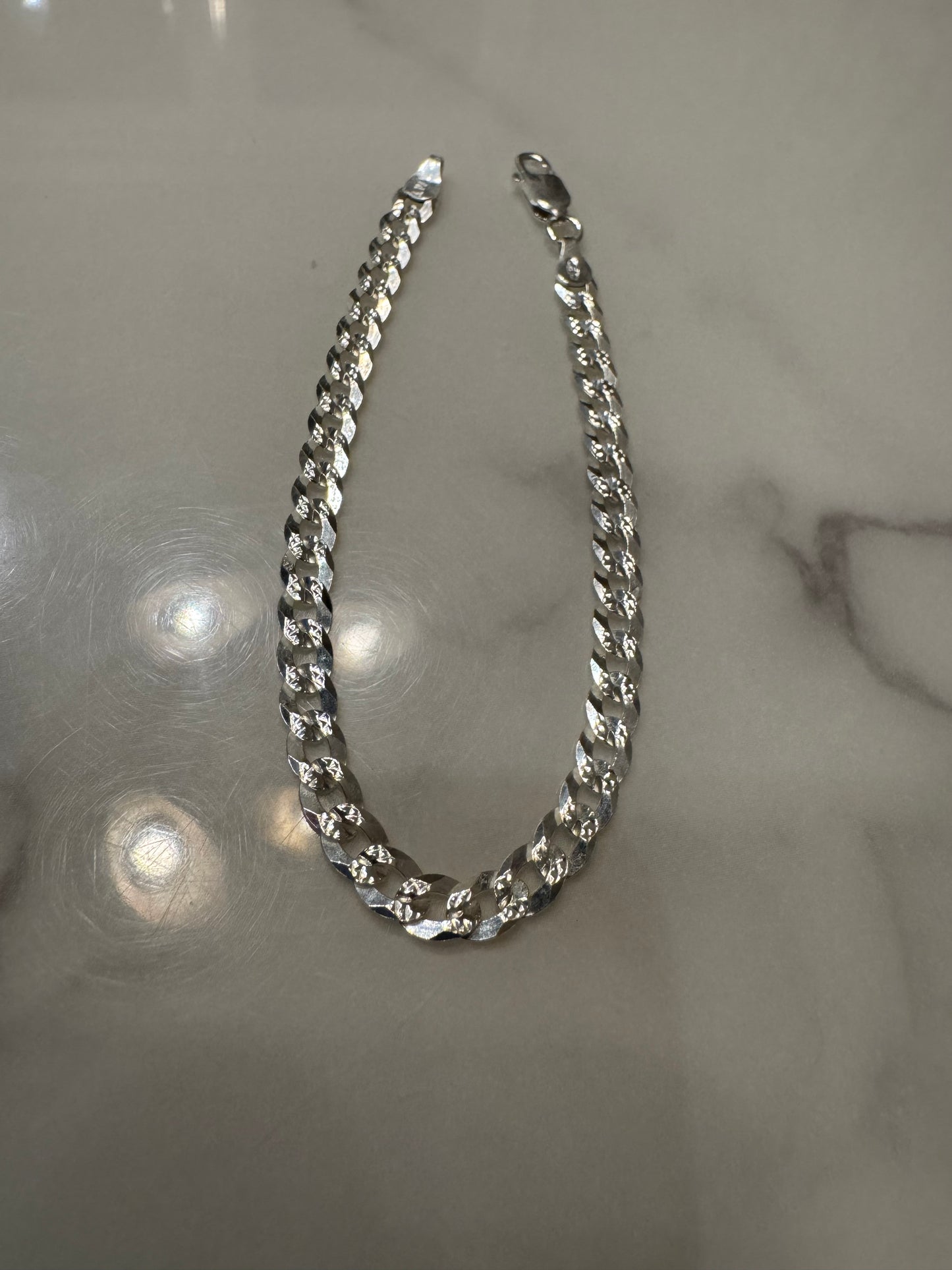 Silver Dimond Cut Bracelet (7')